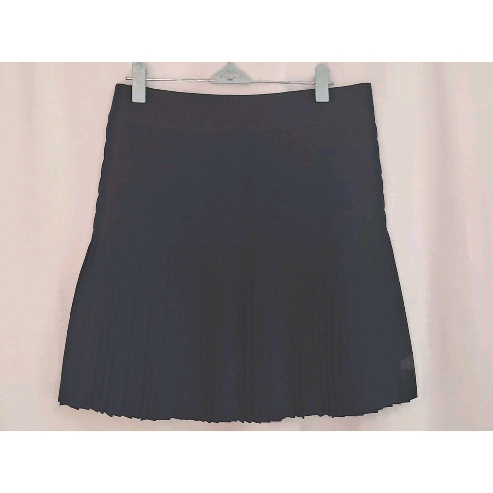 J.Crew Micro Pleated Crepe Lattice Mini Skirt Navy Blue Lined EUC Size 0